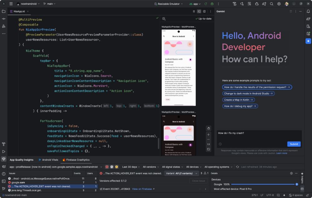 Android Studio interface preview 1