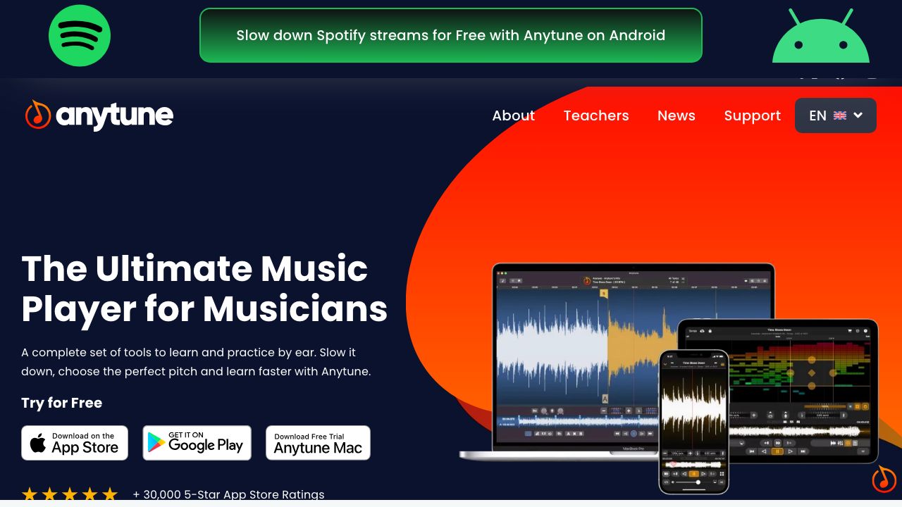 Anytune official website preview