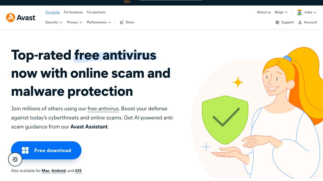 Avast Antivirus official website preview