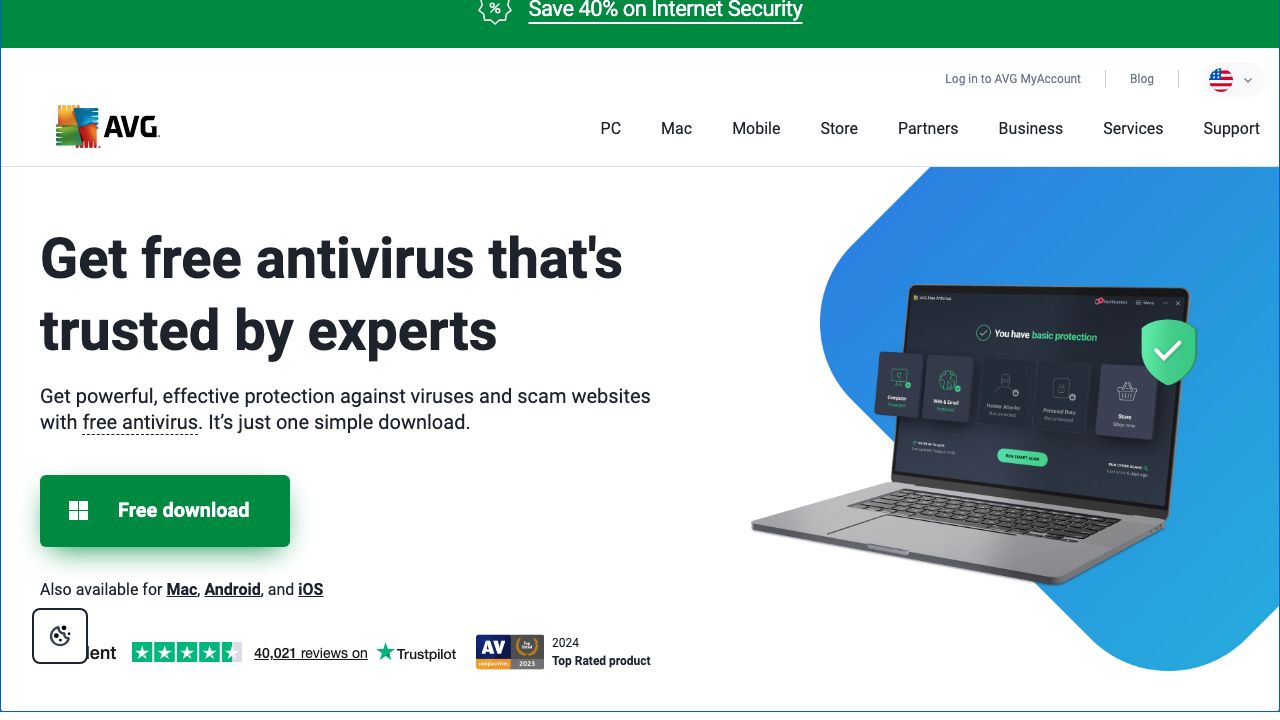 AVG Antivirus official website preview