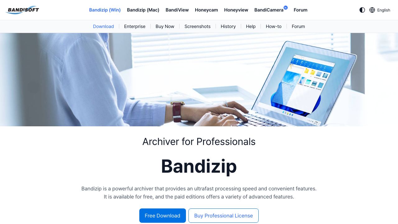 Bandizip official website preview