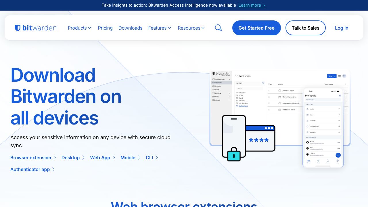 Bitwarden official website preview