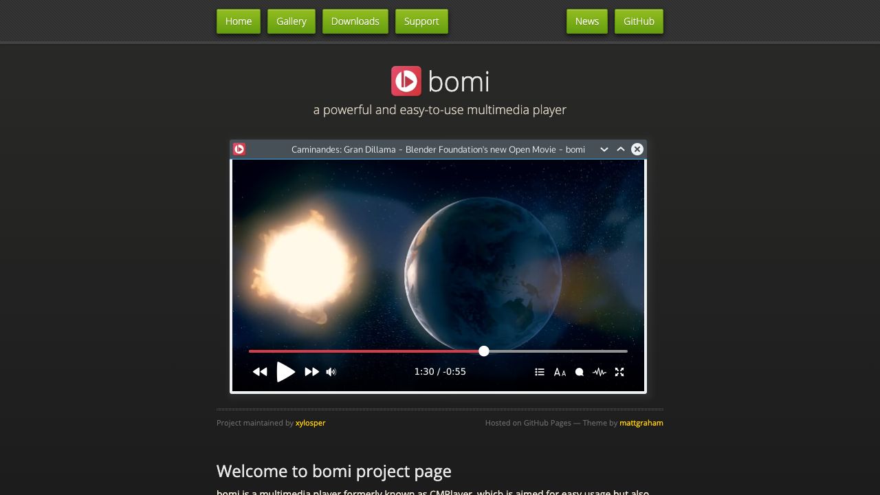 Bomi official website preview