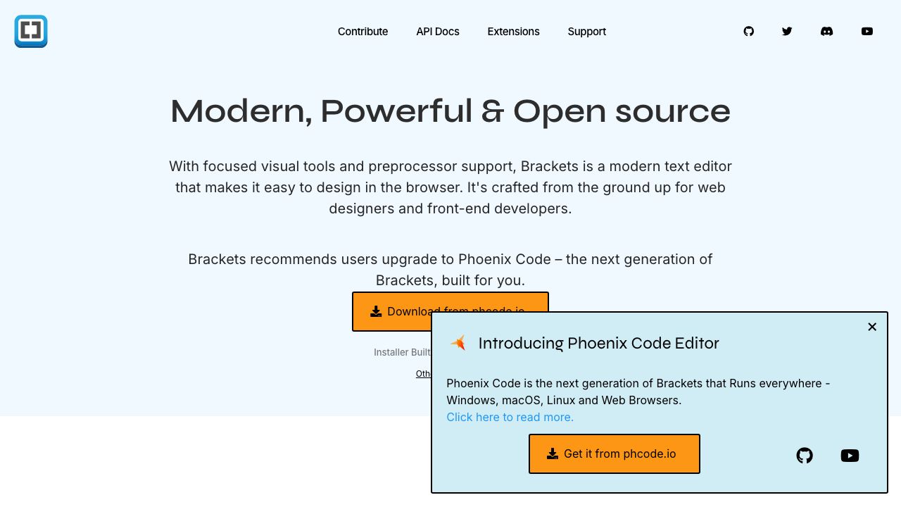 Brackets Editor official website preview
