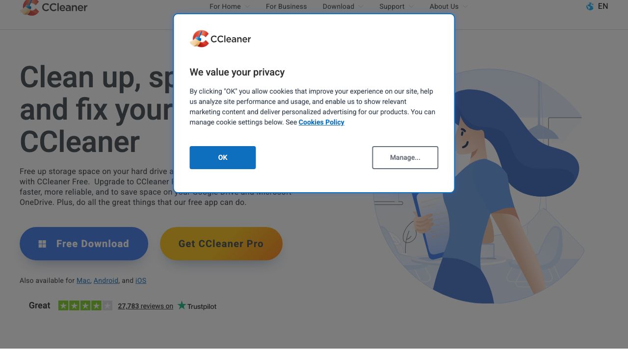 CCleaner official website preview