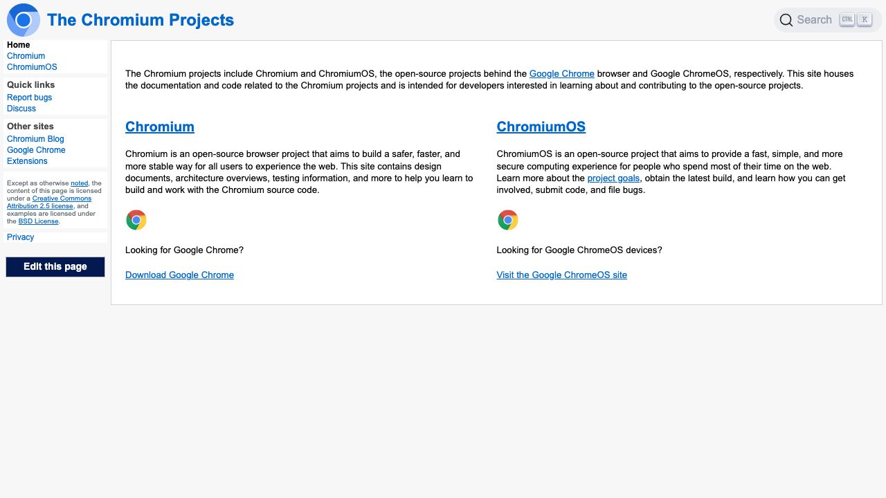 Chromium official website preview