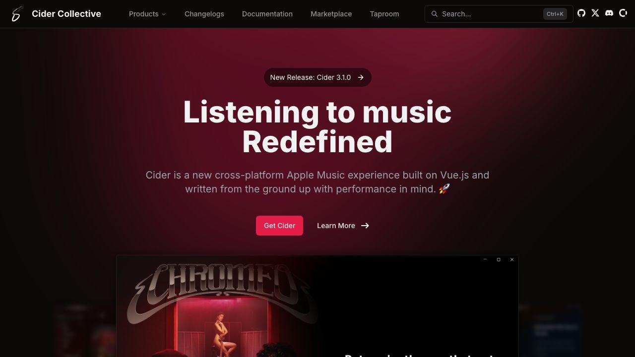 Cider official website preview