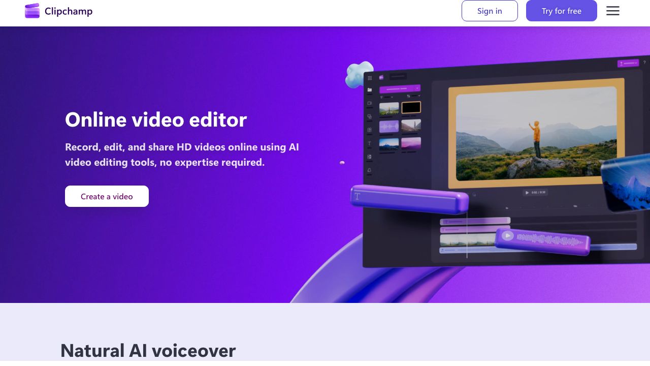 Clipchamp official website preview