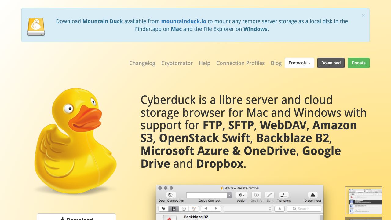 Cyberduck official website preview