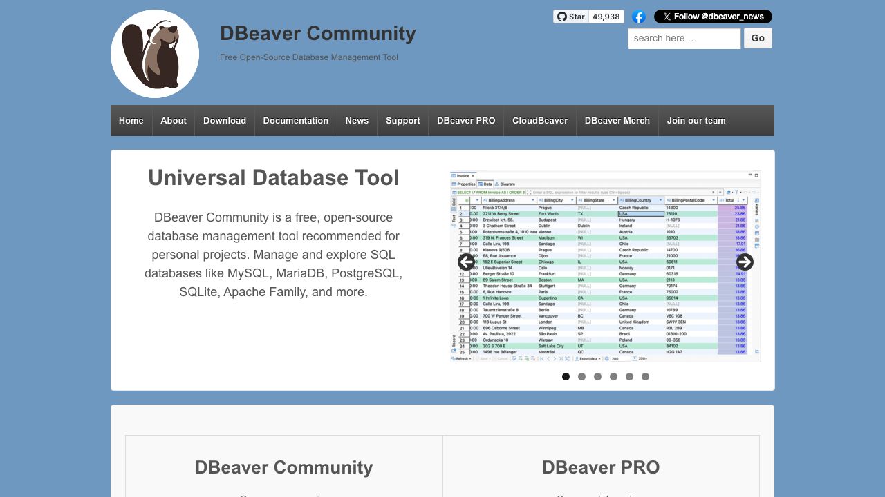 DBeaver official website preview