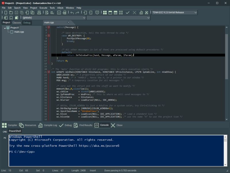 Dev-C++ interface preview 1