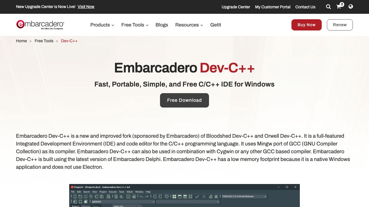 Dev-C++ official website preview