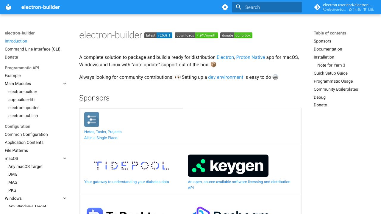 Electron Builder official website preview