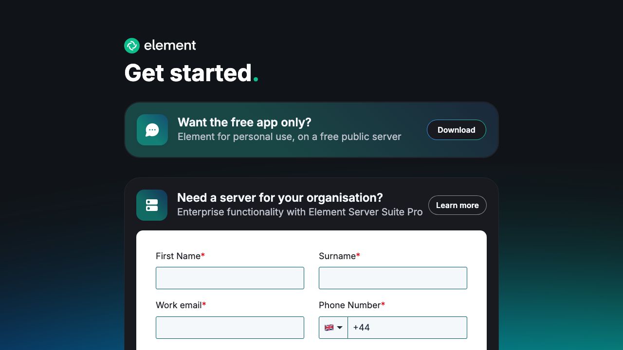 Element Messenger official website preview