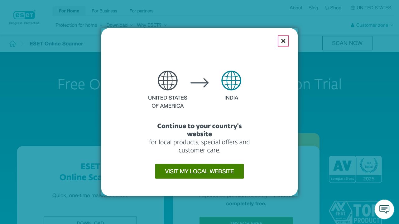 ESET Online Scanner official website preview