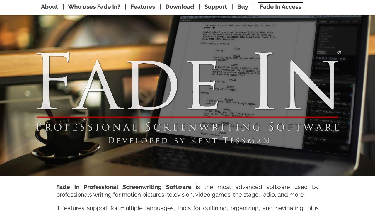 Fade In official website preview