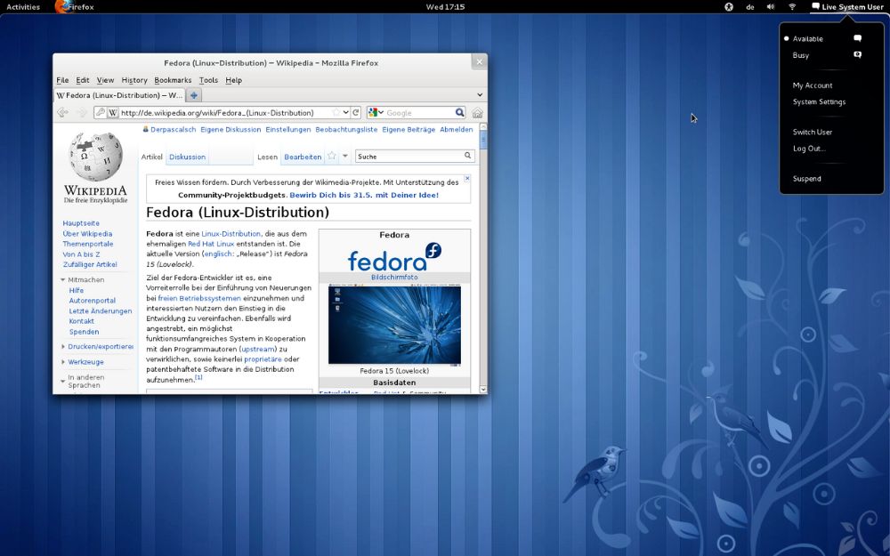 Fedora Workstation interface preview 1