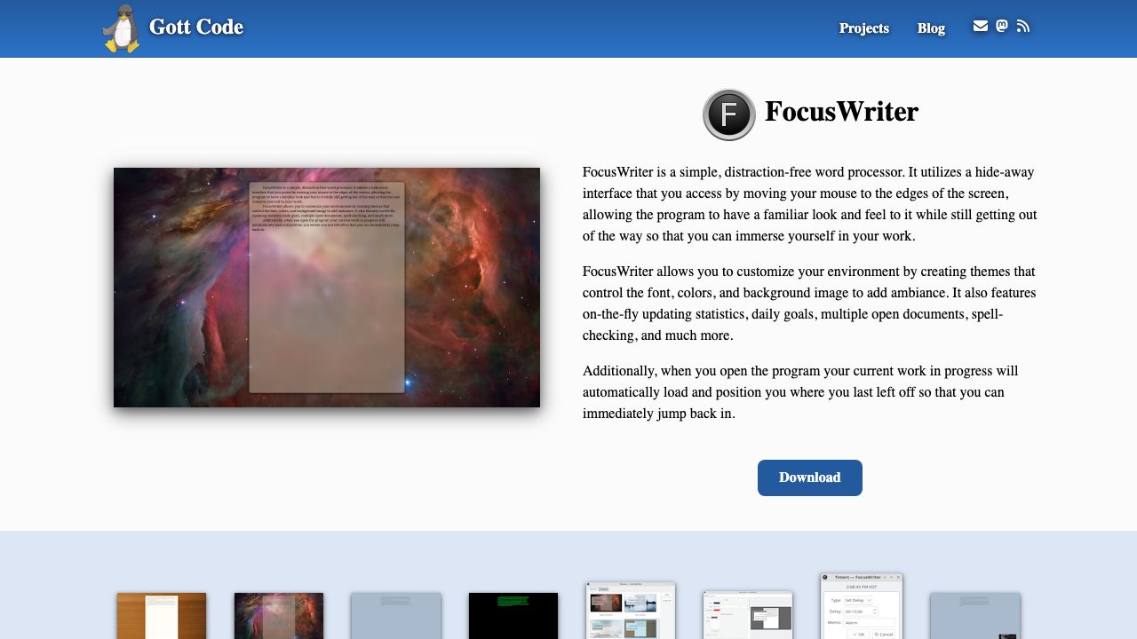 FocusWriter official website preview