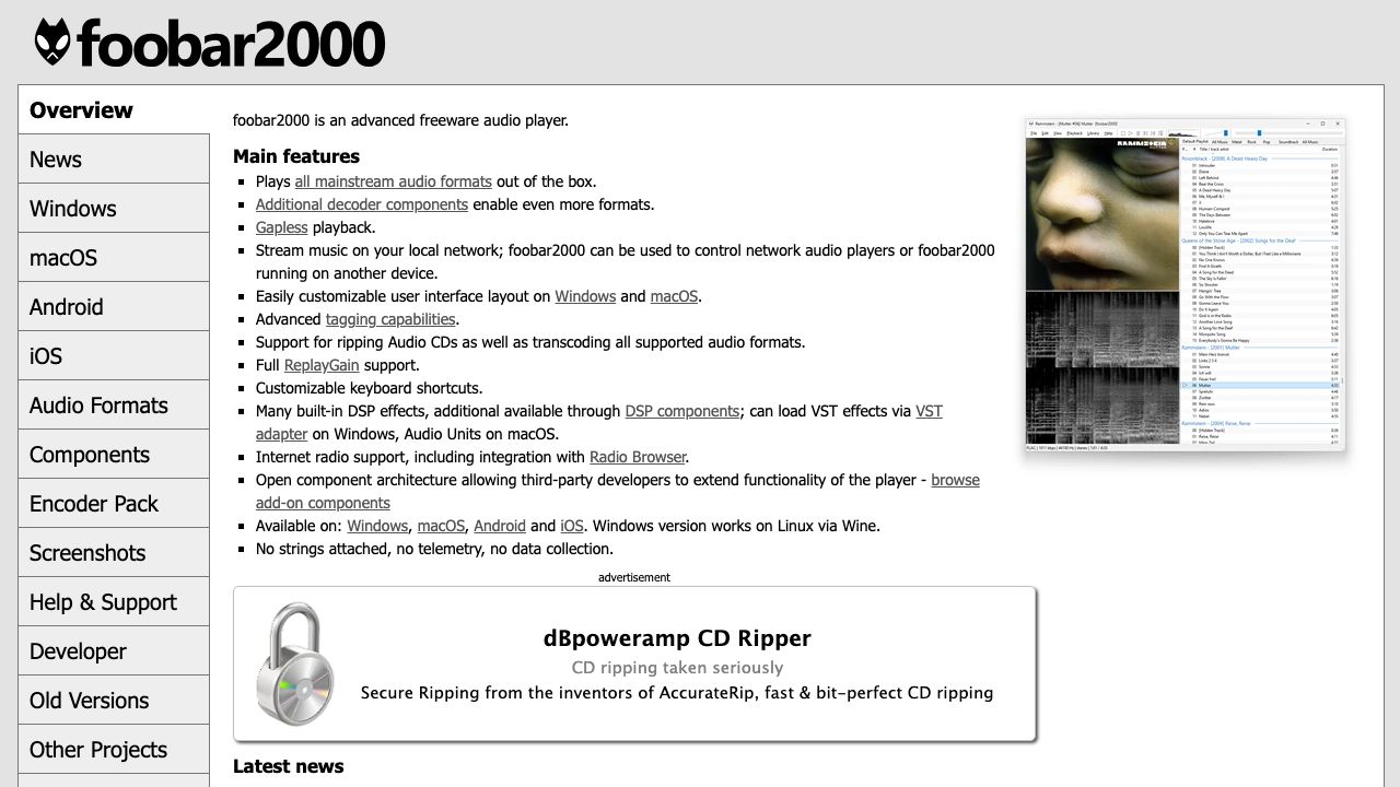 foobar2000 official website preview