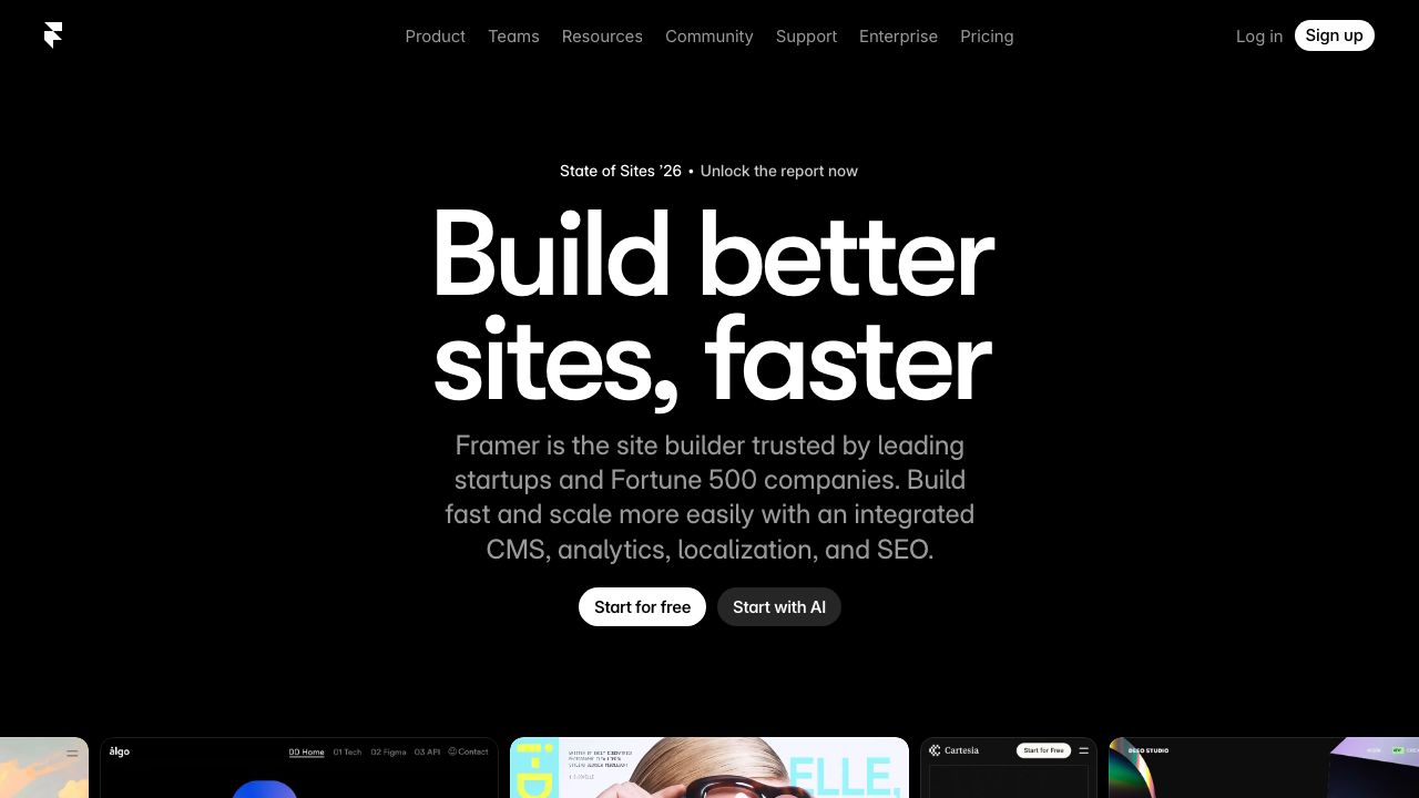 Framer official website preview