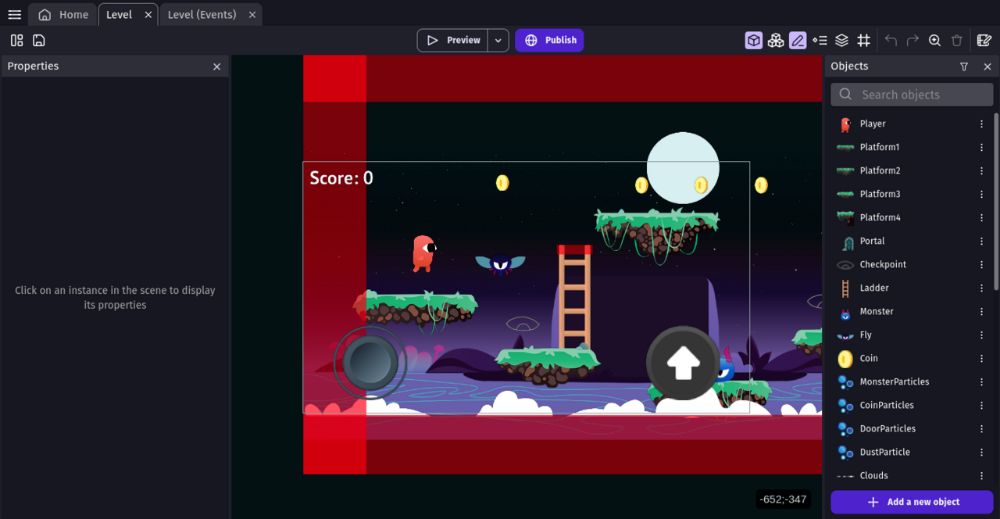 GDevelop interface preview 1