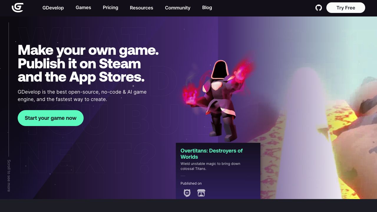 GDevelop official website preview