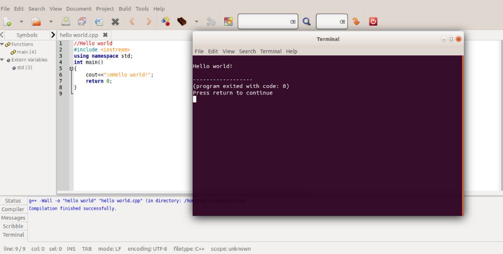 Geany interface preview 2