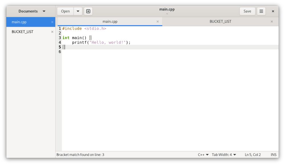 Gedit interface preview 2
