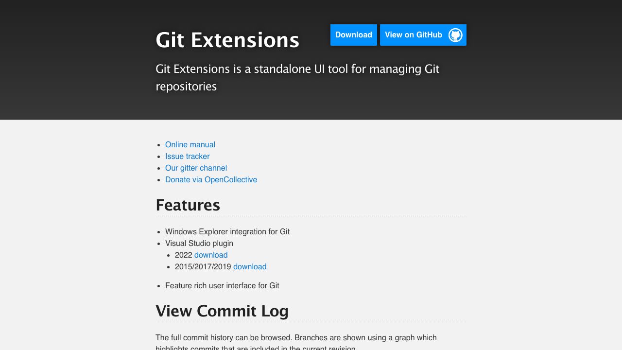 Git Extensions official website preview