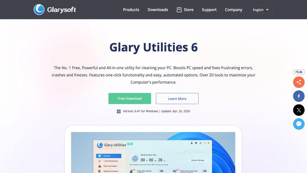 Glary Utilities official website preview