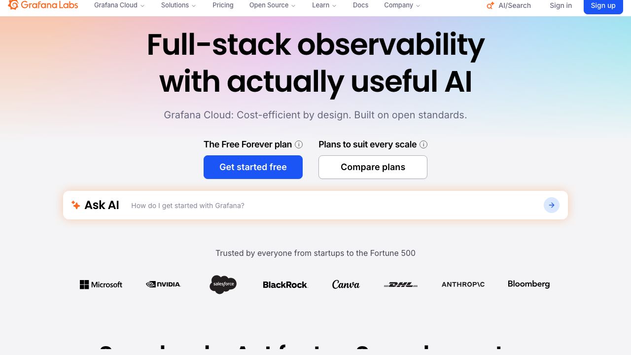 Grafana official website preview