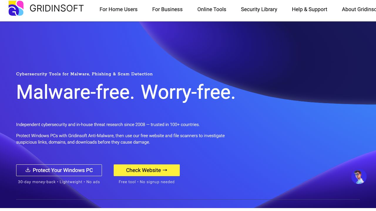 GridinSoft Anti-Malware official website preview