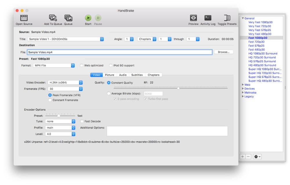 HandBrake interface preview 2