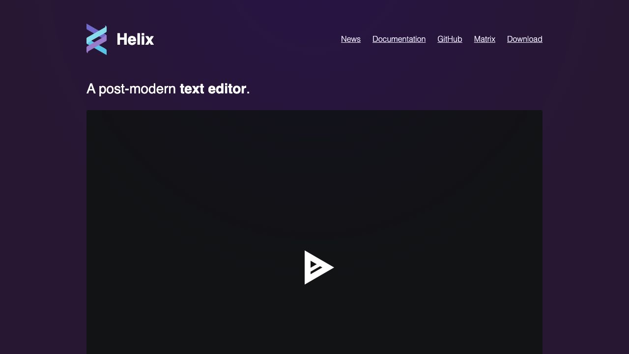 Helix Editor official website preview
