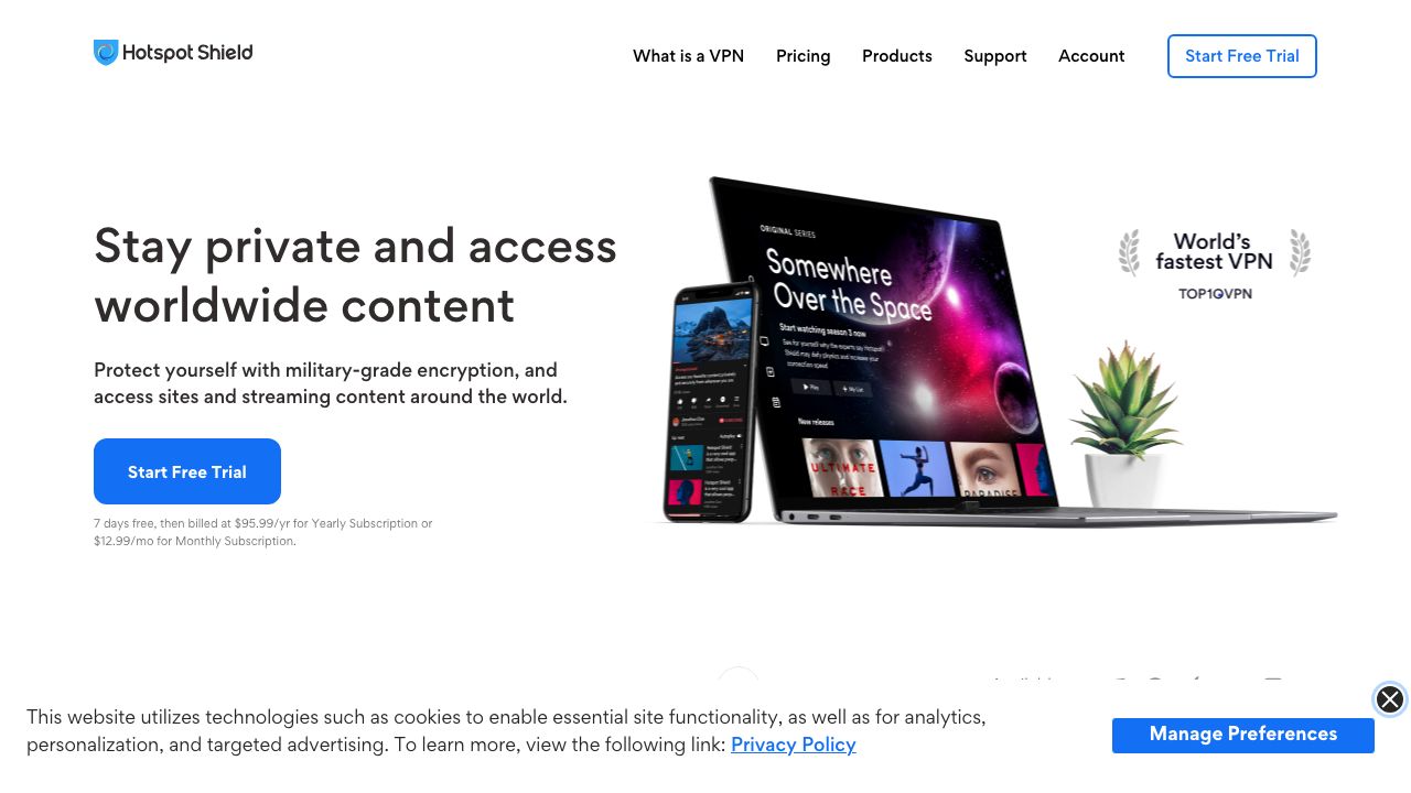 Hotspot Shield official website preview