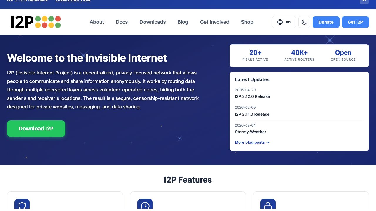 I2P Anonymous Network official website preview