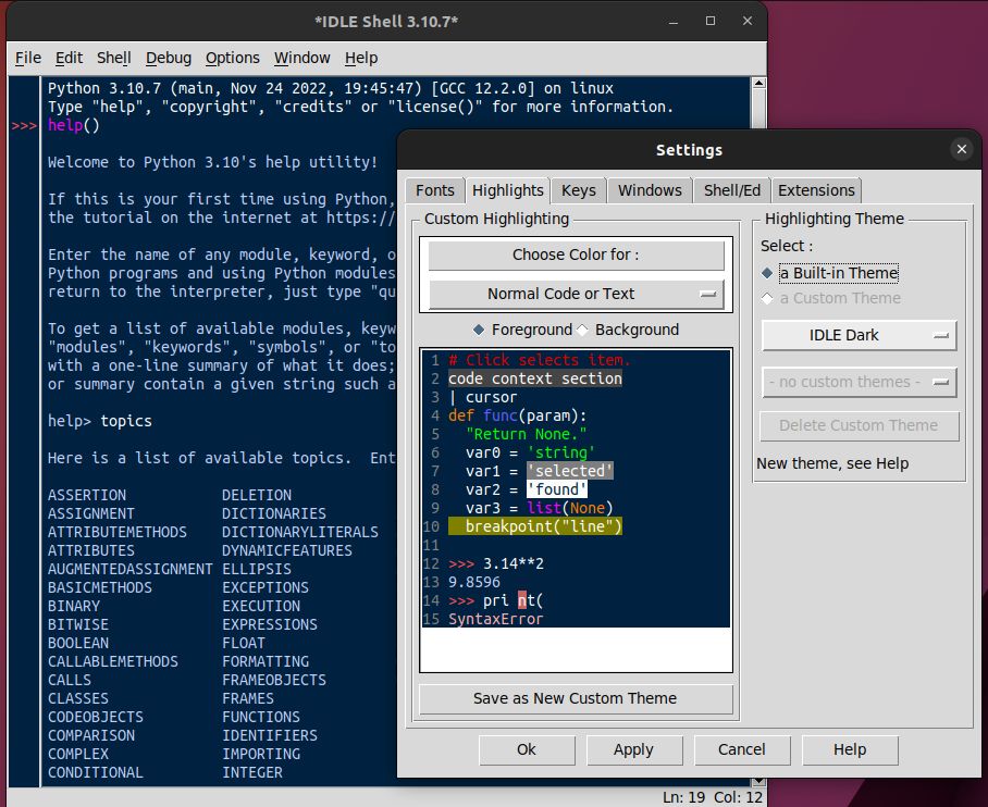 IDLE interface preview 1