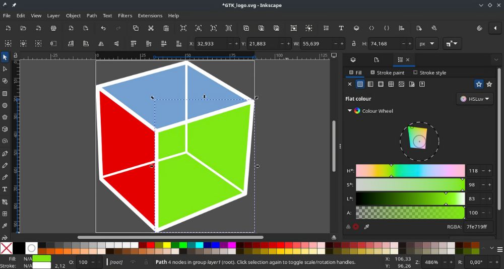 Inkscape interface preview 2