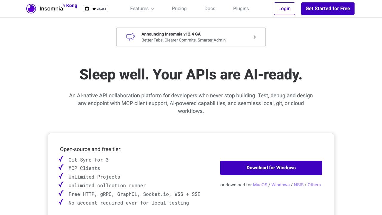 Insomnia REST Client official website preview