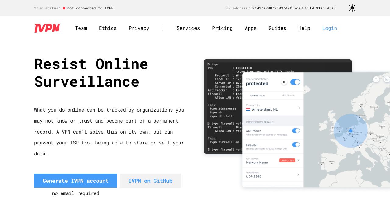 IVPN official website preview