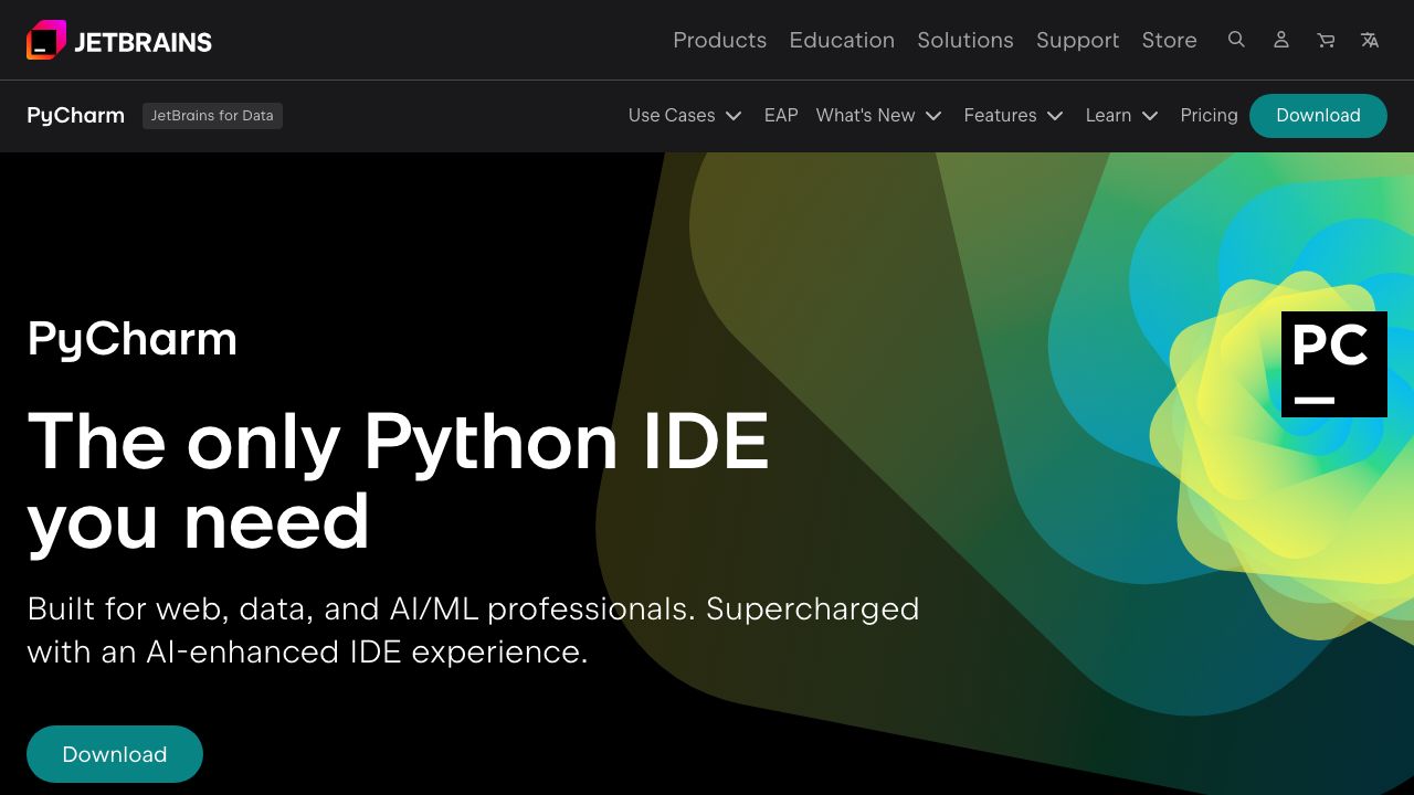 JetBrains PyCharm Community official website preview