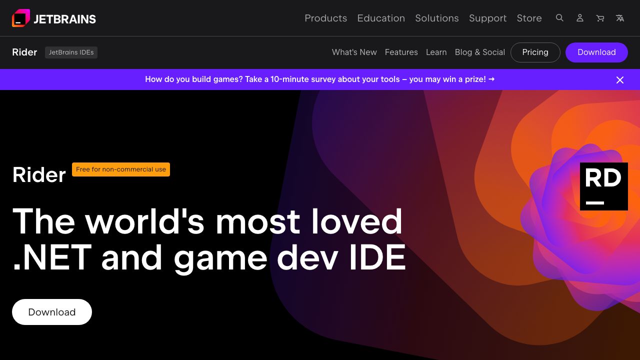JetBrains Rider official website preview