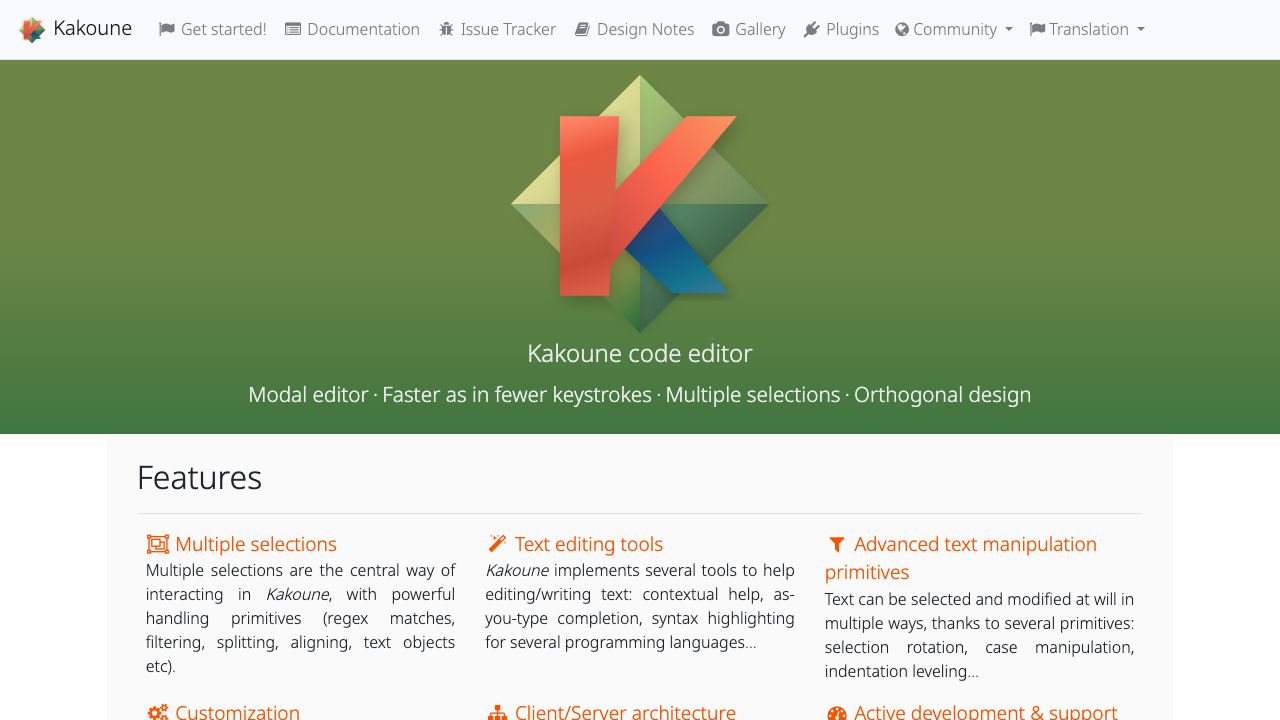 Kakoune official website preview