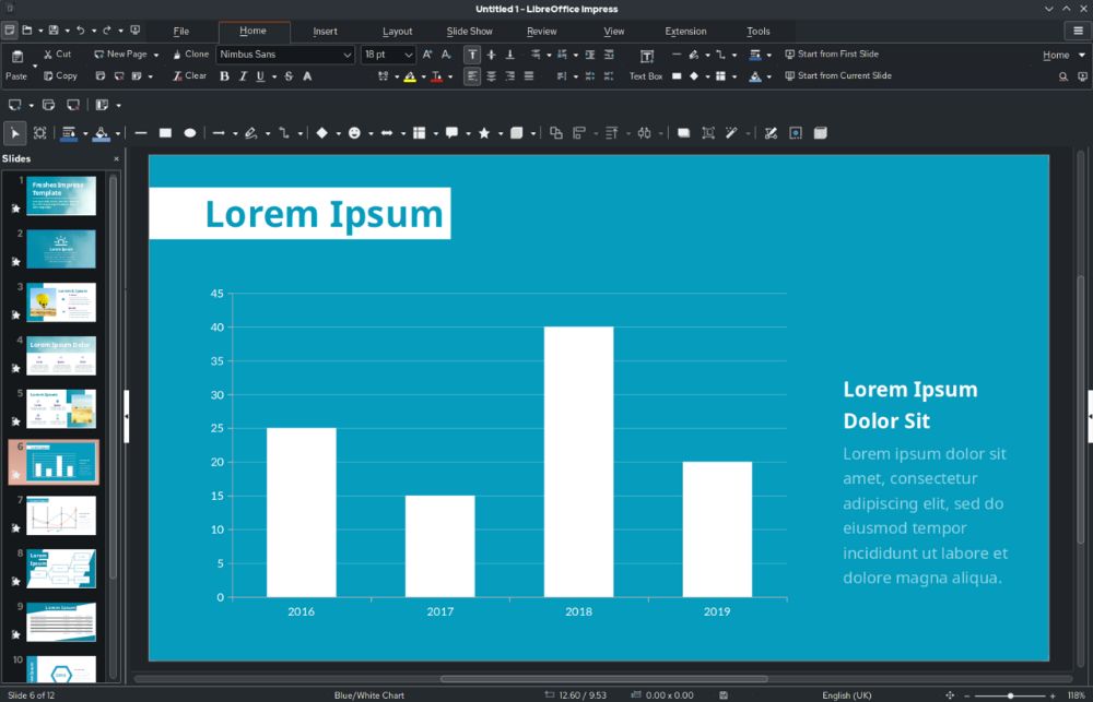 LibreOffice Impress interface preview 1