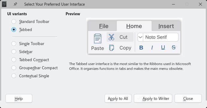 LibreOffice interface preview 1