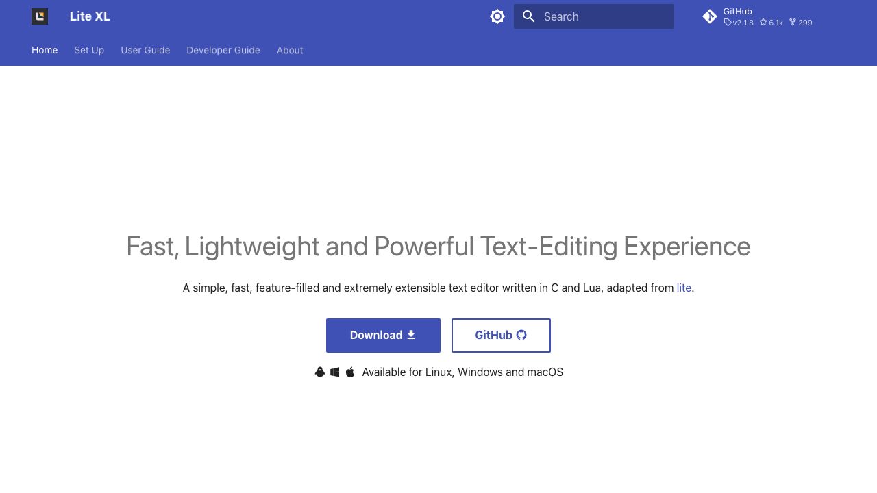 Lite XL official website preview