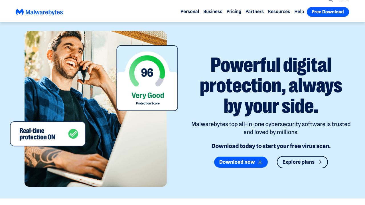 Malwarebytes official website preview