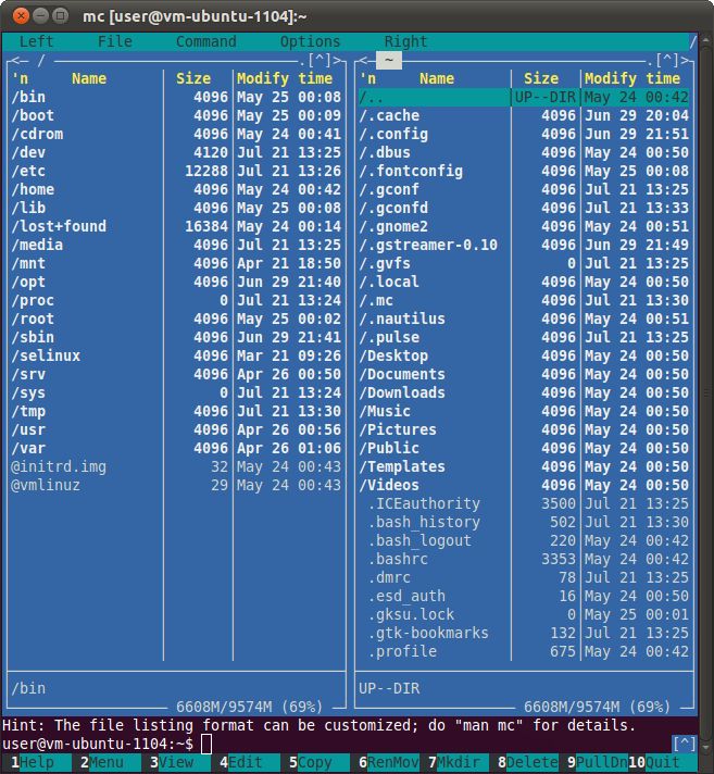 Midnight Commander interface preview 1