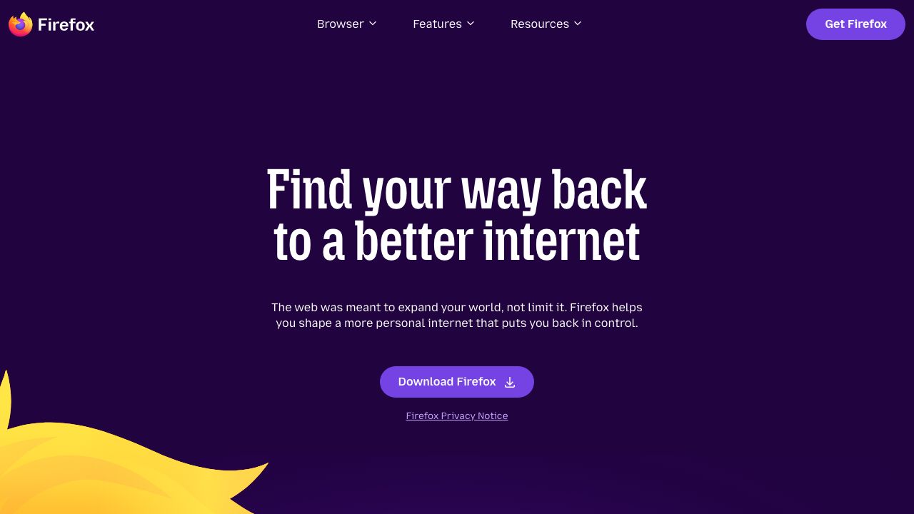 Mozilla Firefox official website preview