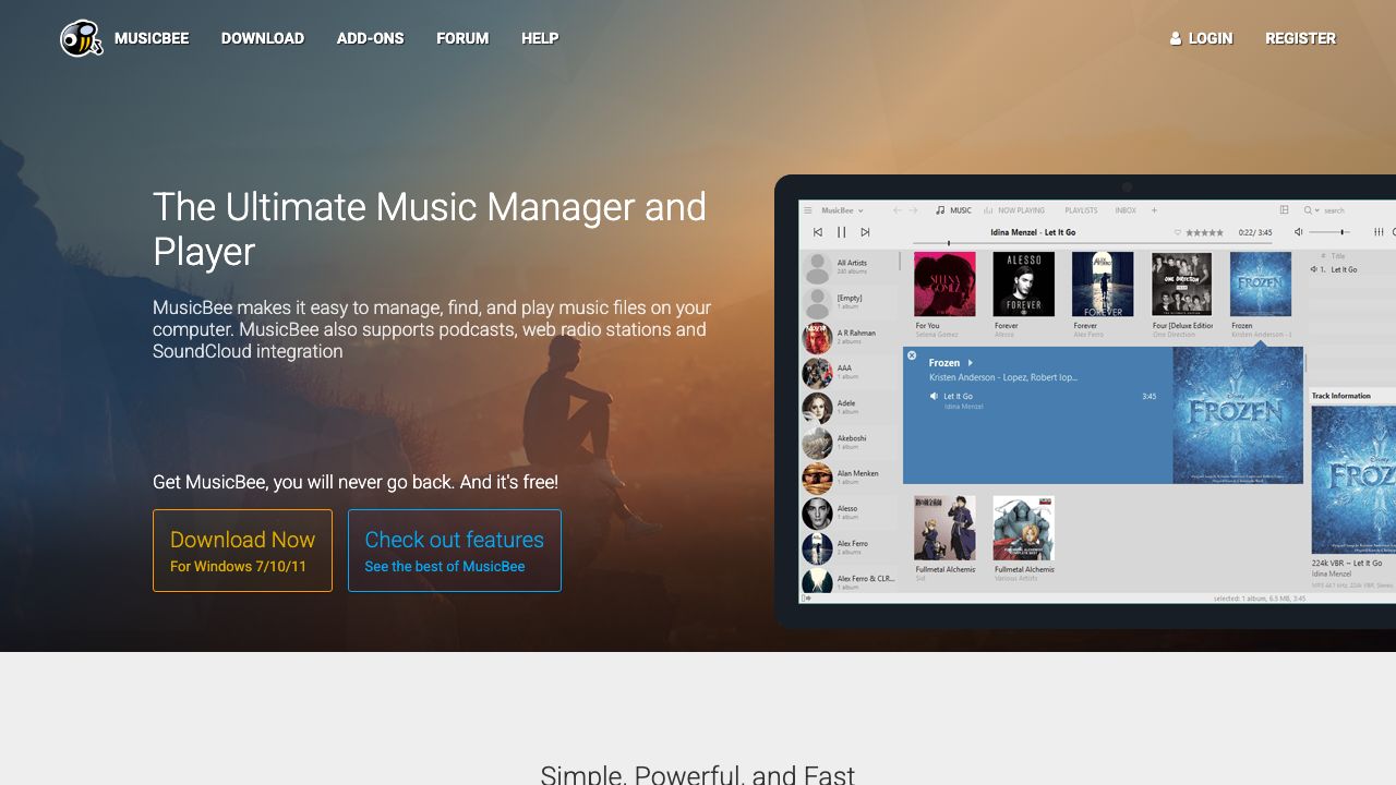 MusicBee official website preview